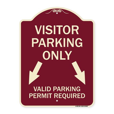 Signmission Parking Area Visitors Parking Only Valid Parking Permit Required with Both Side Down, BU-1824-23469 A-DES-BU-1824-23469
